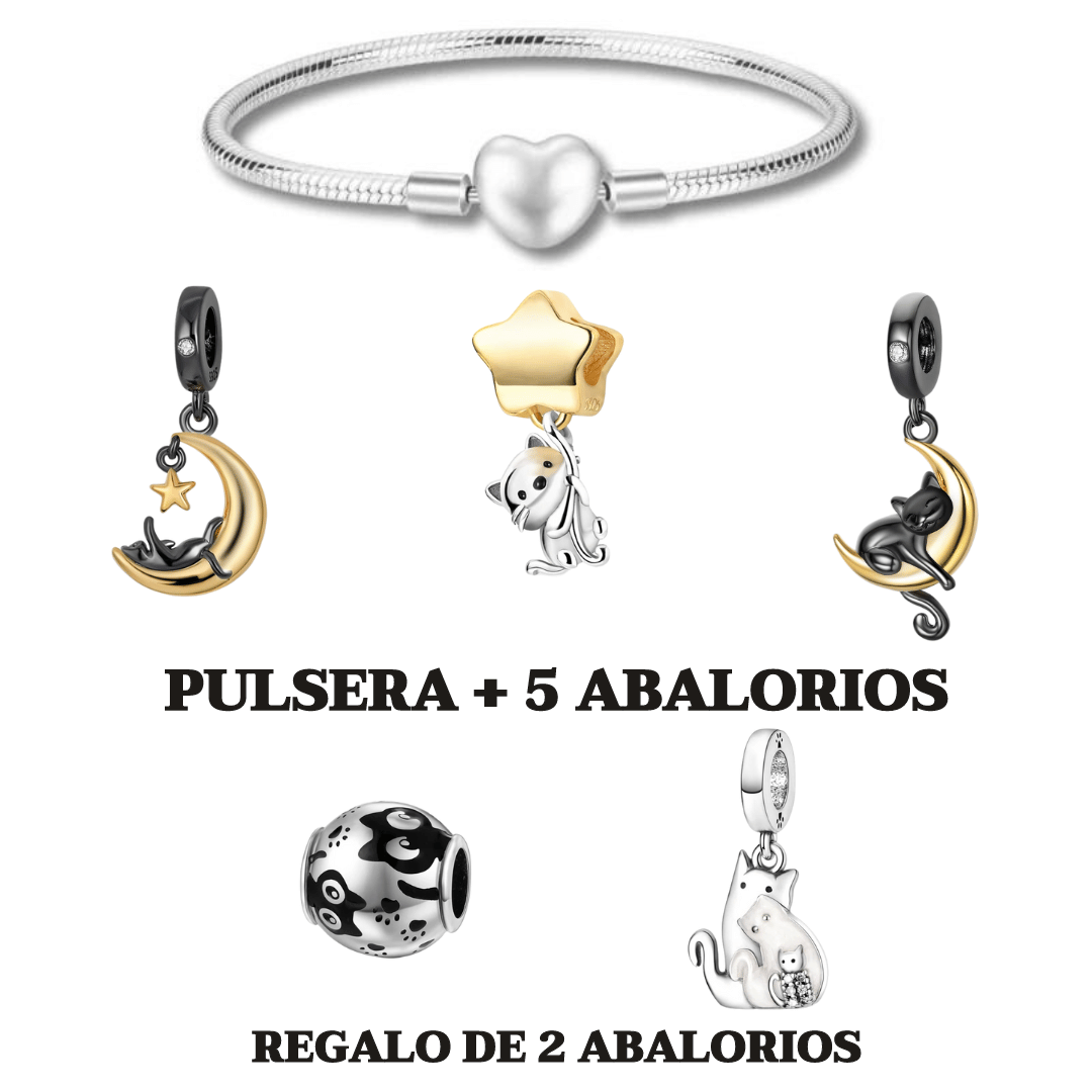 Pulsera con 3 abalorios + 2 DE REGALO - Pack "Amor Felino"