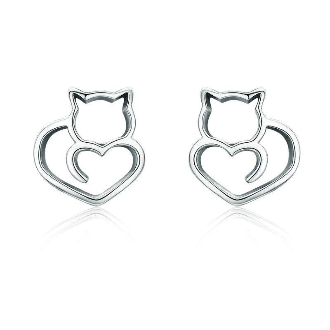 Pendientes de Gato de Plata de Ley + REGALO Segunda Unidad