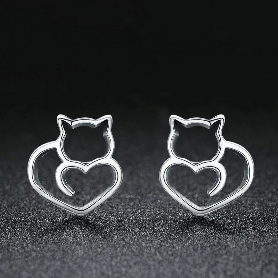 Pendientes de Gato de Plata de Ley + REGALO Segunda Unidad