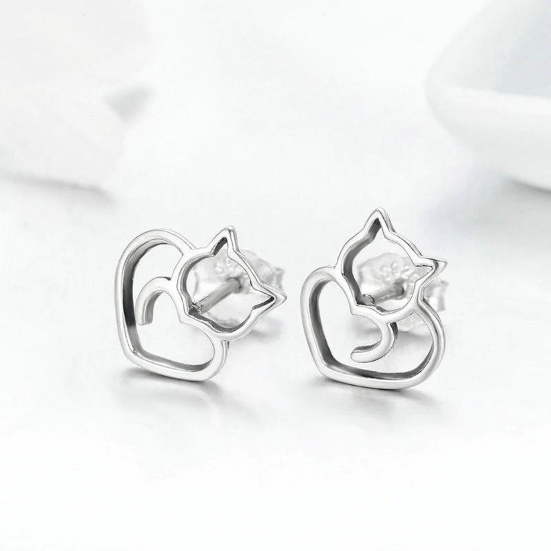 Pendientes de Gato de Plata de Ley + REGALO Segunda Unidad