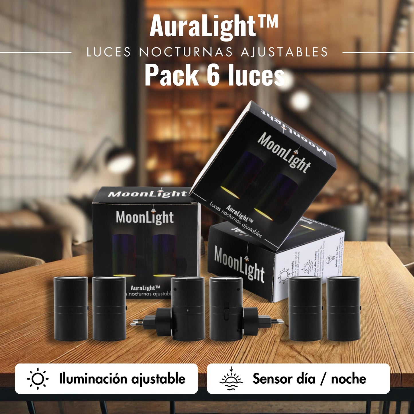 Luces Nocturnas AuraLight - luz cálida