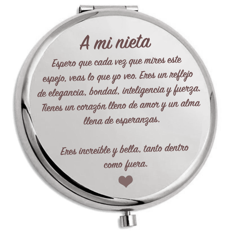 Espejo Plegable Grabado Premium "A mi nieta"