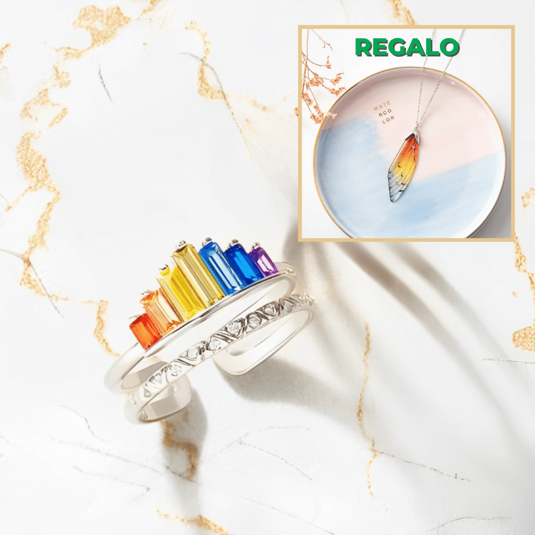 A MI AMIGA: SIEMPRE ESTARÉ A TU LADO - Anillo Arco Iris - OFERTA 2x1 + Collar REGALO