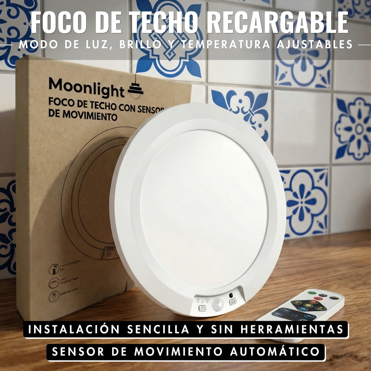 Foco de techo recargable