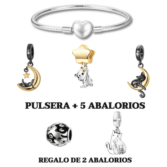 Pulsera con 3 abalorios + 2 DE REGALO - Pack "Amor Felino"