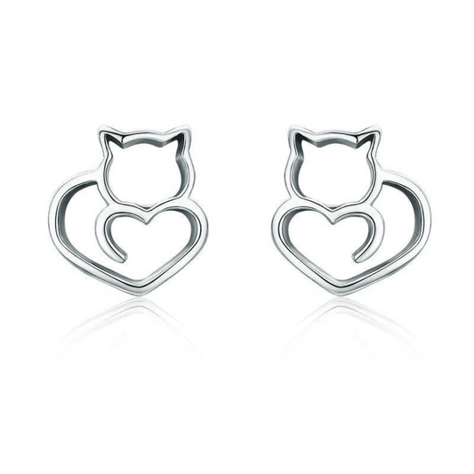 Pendientes de Gato de Plata de Ley + REGALO Segunda Unidad