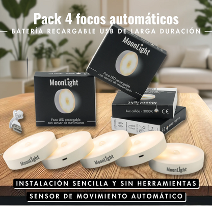 Pack focos recargables con sensor de movimiento