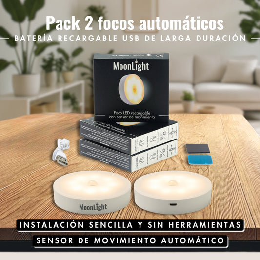 Pack focos recargables con sensor de movimiento
