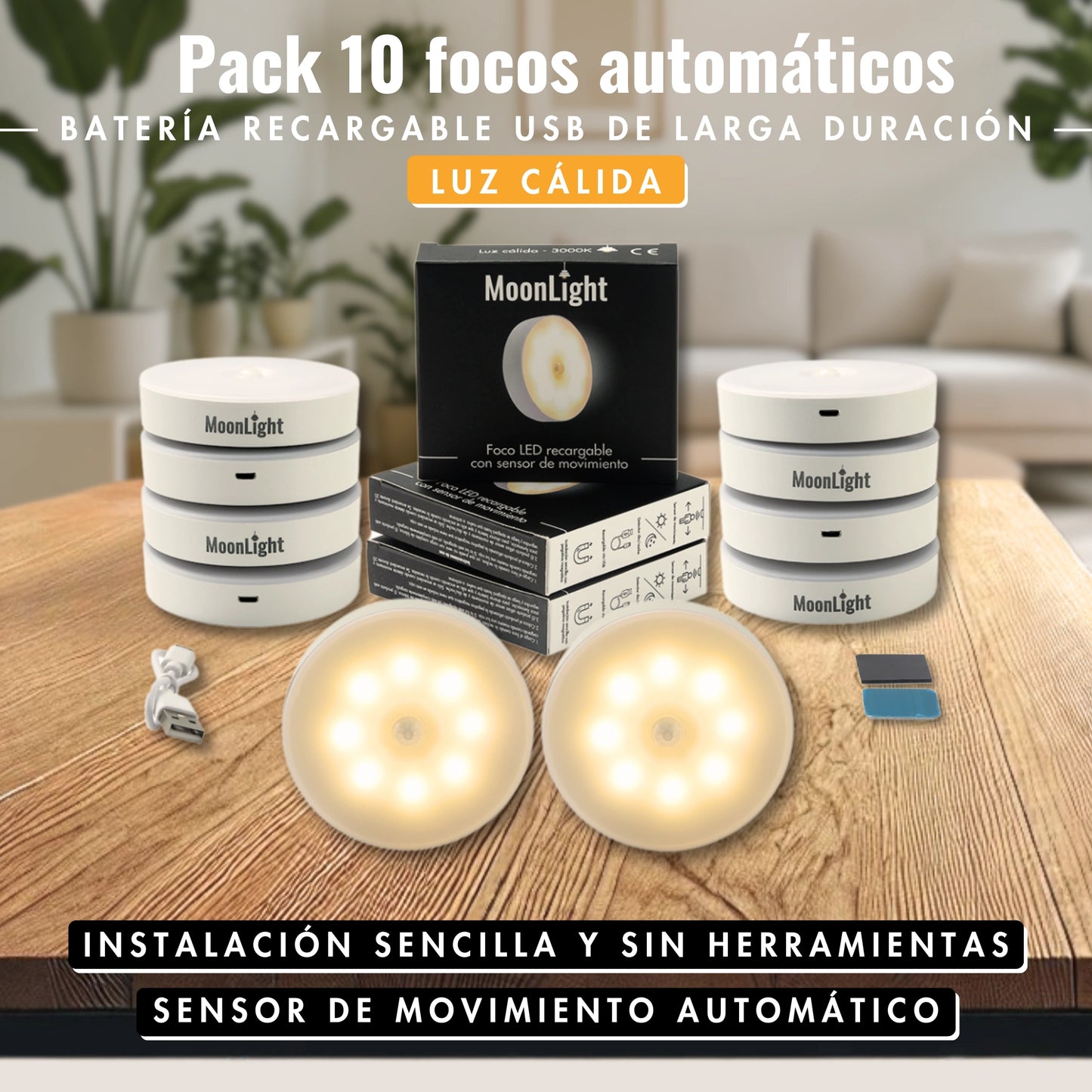 Foco LED recargable automático