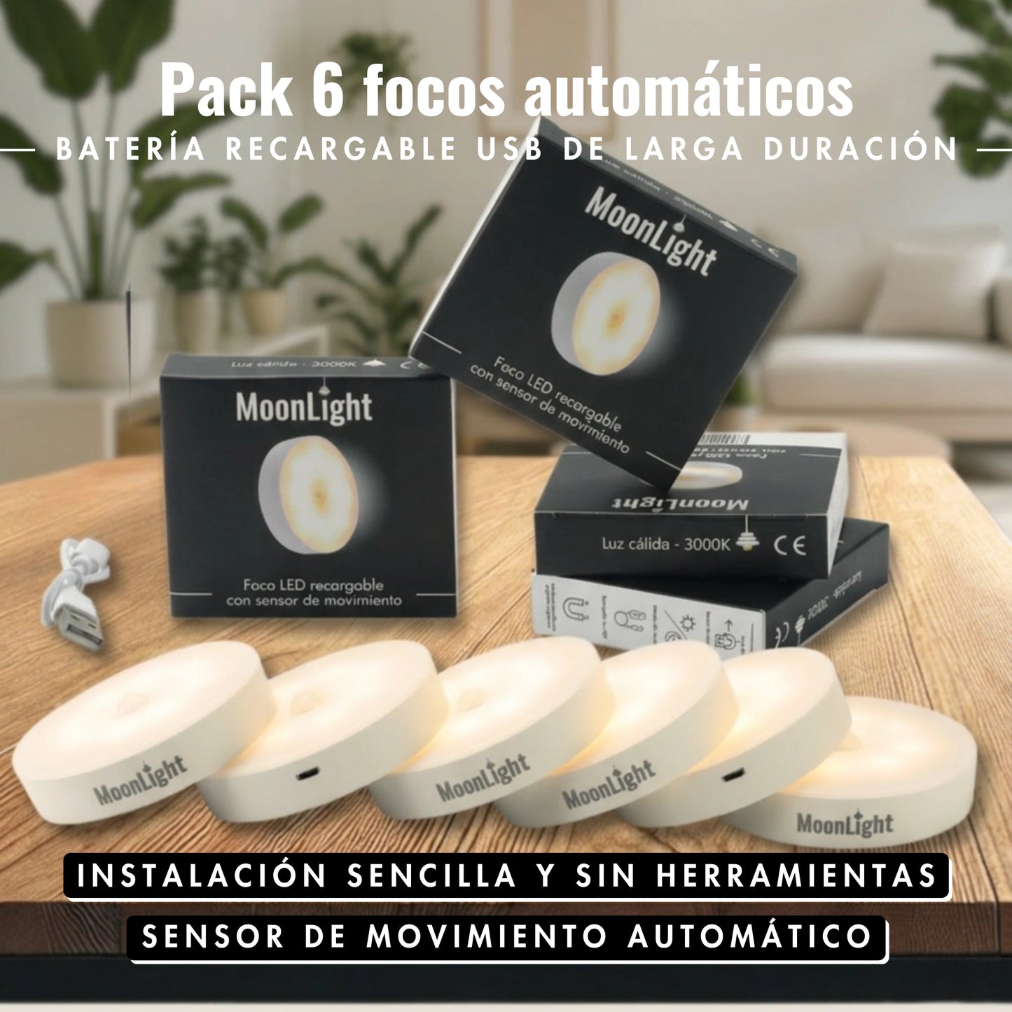 Foco recargable con sensor de movimiento