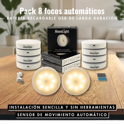 Pack focos recargables con sensor de movimiento