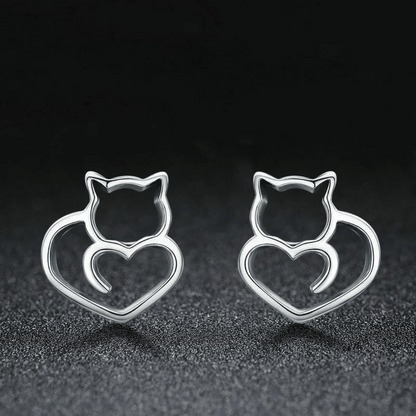 Pendientes de Gato de Plata de Ley + REGALO Segunda Unidad