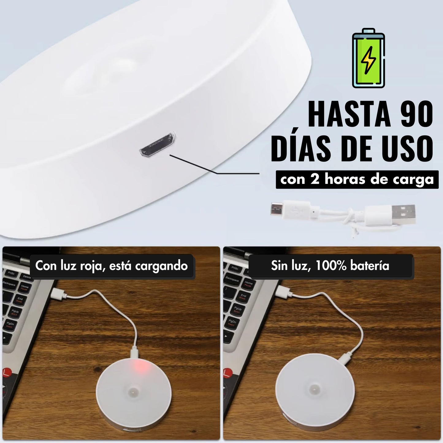 Foco LED recargable con sensor de movimiento